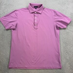 Peter Millar Crown Crafted Mens Pink Short Sleeve Polo Shirt Size Large
